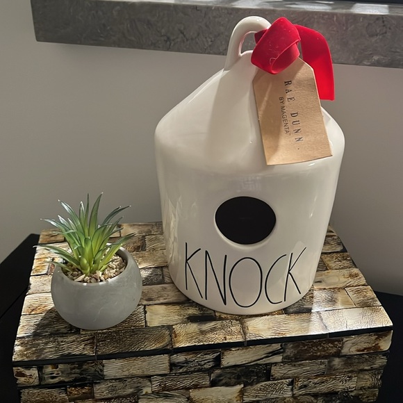 NWT RAE DUNN Ceramic KNOCK Birdhouse - double-sided - Picture 2 of 8